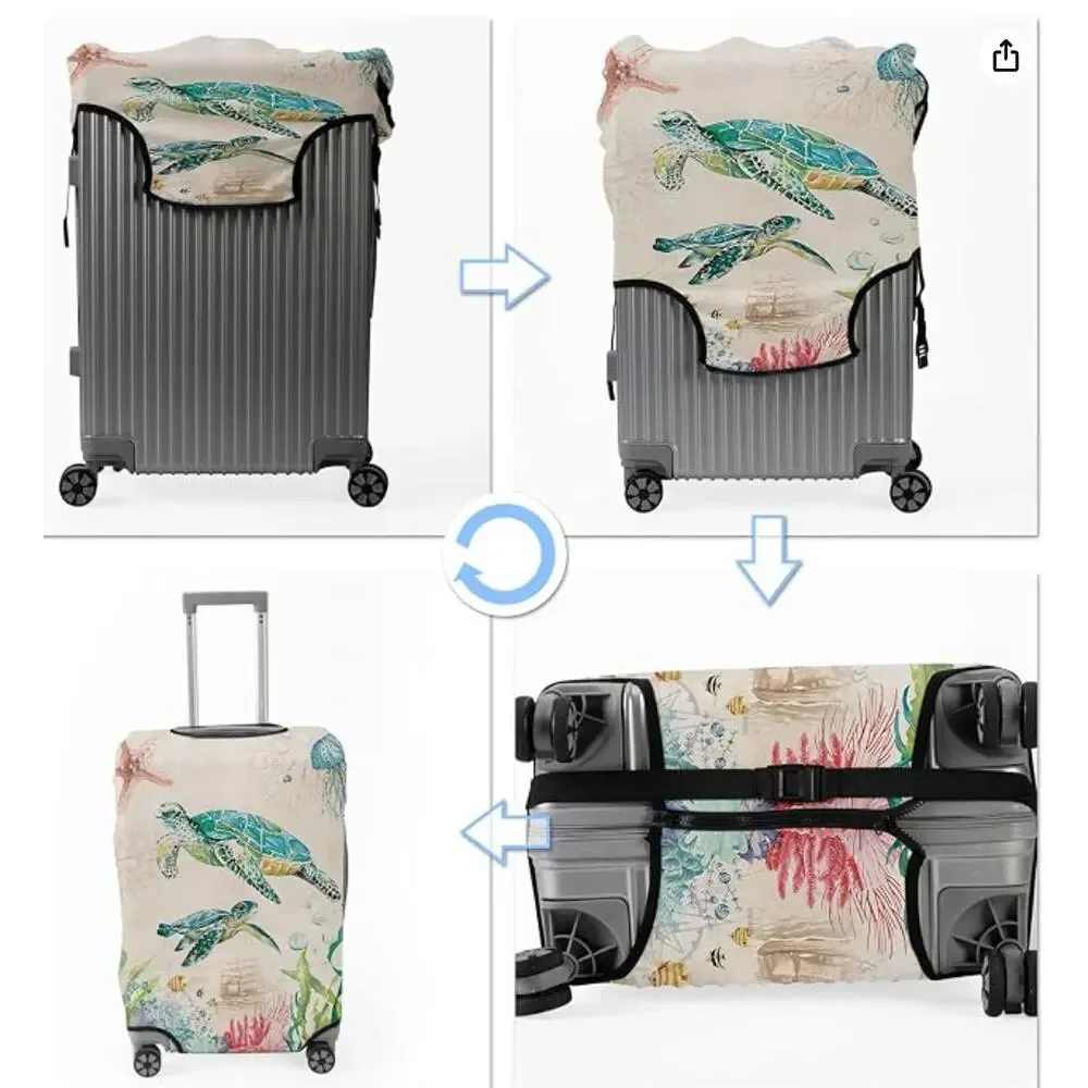 Ocean Turtle Suitcase Cover, Washable Travel Luggage Covers for Suitcase- XL